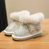 Botas de Nieve para Bebés y Niñas Pequeñas, Zapatos Cálidos de Algodón, Zapatos de Princesa, Zapatos Peludos, Botines Nuevos de Invierno, Zapatos para Caminar de Bebé
