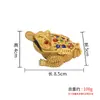 En stock, envío rápido, sapo dorado de tres patas de arena dorada creativa, hueco, diamantes de colores, mascota de té, regalo de apertura, adorno para atraer riqueza en la sala de estar del hogar