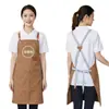 Delantal de Lona con Impresión de Logo Personalizado para Catering, Cafetería, Tienda de Té con Leche, Delantal de Cocina, Ropa de Trabajo Impermeable para Mujeres