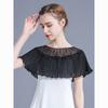 Poncho Chal de Chifón de Primavera 2024 Ropa Exterior Cuello de Encaje Calado Jersey Chal Pequeño de Verano para Mujer Combinable Ultracorto