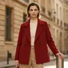 Abrigo de lana de color liso de doble cara para mujer, otoño e invierno, corto, holgado, elegante, adecuado para ir al trabajo, adelgazante para figuras petite