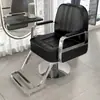 Silla de salón de peluquería para cortar, rizar y peinar, diseño popular, estilo guerrero negro, altura ajustable, giratoria y reclinable, adecuada para barberías