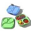 Caja de Snacks de Silicona, Fiambrera Portátil a Prueba de Fugas, Fiambrera Apta para Microondas, Fiambrera Compartimentada de Silicona de Grado Alimenticio
