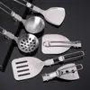 Espátula de Acero Inoxidable de Uso Diario Utensilios de Cocina Utensilios para Cocinar al Aire Libre Vajilla de Camping Parrilla Plegable Portátil Cuchara para Olla Caliente