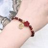 Pequeña flor roja cuerda roja Pulsera Lucky Brand DIY para mujer 4 mm Granate cuerda de mano joyería círculo único regalo pequeño fresco