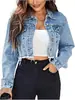 Xintang Jiajun Transfronterizo Guangzhou Chaqueta de Mezclilla para Mujer Color Sólido Desgastada Chaqueta de Béisbol [Personalización Ligera]