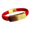 Pulsera de Cuero de Acero de Titanio de Cinco Vías Dios de la Riqueza, Pulsera de Letras de Moda, Cuerda para el Cabello, Pulsera para Hombre, Hebilla Magnética Estuche de Cuero Que No Se Desvanece