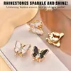 Mariposa de Cristal Tridimensional Incrustada con Diamantes, Gemelos de Metal, Electrochapados y Soldados, Set de Botones Desmontables para Ropa de Mujer, Transfronterizo