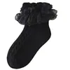 Meias Lisas para Meninas para Primavera, Outono e Verão, Meias Finas de Algodão Puro com Renda Branca, Meias de Princesa para Crianças, Meias Pretas de Dança para Meninas