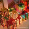 Nova Caixa de Presente de Natal Conjunto de 3 Peças Caixa de Presente Dobrável Iluminada com Luzes Coloridas e Decorações, Laço de Natal