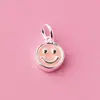 Prata 925 Cola Pingente Rosto Sorridente Colorido Pingente Rosto Sorridente Colorido Arco-Íris Pulseira DIY Corda Trançada Acessórios de Prata Material
