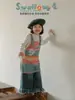 Wulibu 2026 Primavera y Otoño Nuevo Suéter de Manga Larga Cuello Redondo Degradado Graffiti Holgado Dulce Camisa Base con Vestido de Tirantes