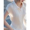 Camisa Blanca Elegante de Estilo Francés Super Guapa de Manga Corta con Solapa para Mujer Verano Chic Super Guapa Elegante Top Delgado