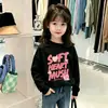 Camiseta interior para otoño e invierno para niñas, camiseta de manga larga de algodón puro para primavera y otoño, ropa infantil holgada y versátil, top estampado de cuello redondo
