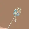 Pasador de Pelo con Mariposa de Pedrería Estilo Antiguo, Borla, Pasador de Gama Alta, Pasador de Moda Estilo Chino Dinastía Han para Mujeres
