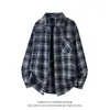 2026 Transfronteiriça Amazon Nova Camisa Masculina Xadrez Retro Solta de Manga Longa Moda Jovem Camisa Casual para Homens