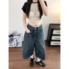 Pantalones Capri de Mezclilla Vintage Sueltos de Pierna Ancha para Mujer, Estilo Delgado de Verano, Shorts Rectos Adelgazantes para Tallas Pequeñas y Grandes