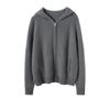 Nova Jaqueta Suéter de Cashmere Solta com Capuz Espessada Outono e Inverno Casual de Negócios Zíper Superior Cardigã de Tricô em Cashmere