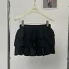 Saia em Camadas com Cintura Elástica Estampada de Leopardo Vintage Ruoxin para Mulheres, Nova Saia Curta em Camadas com Babados Outono 2026