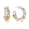 Estilo Minimalista Oro de 18 Quilates Acero Inoxidable Color-Block Cadena Aro en C Pendientes Lujo Ligero Gama Alta Pendientes de Otoño e Invierno para Mujer Transfronterizo