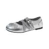 Zapatos Mary Jane Planos Bajos Estilo Ballet Francés Plateados para Mujer, Nuevos Zapatos de Vestir Versátiles Primavera/Verano 2026
