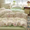 Set de Algodón de Cuatro Piezas Estilo Ins de Dibujos Animados Lindo 100% Algodón Funda de Edredón Sábanas Juego de Cama de Tres Piezas para Dormitorio Niños