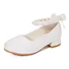 Zapatos de Tacón Alto con Lazo de Perlas Estilo Coreano Nuevos para Primavera y Otoño para Niñas, Zapatos de Princesa, Zapatos Pequeños de Cuero Suaves Antideslizantes para Niños, Planos