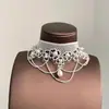 Colar de Renda com Pérolas Brancas de Imitação Francesa para Mulheres 2026 Novo Estilo Popular Colar Acessível Luxo Nicho High-End Corrente para Clavícula