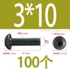 Tornillos de Cabeza Redonda con Hexágono Interior Grado 12.9 Cabeza de Champiñón M2M16 Negro Acero Inoxidable 304 Cabeza Redonda con Hexágono Interior