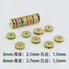 Chapado en Oro de 18K Diamantes de Colores Incrustados Cuentas Espaciadoras de Corte Recto Arandela Espaciadora Cuentas Espaciadoras de Agujero Pequeño Estrella Luna Wenwan Pulsera Hilo Manual DIY Accesorios para Enhebrar