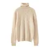 Nuevo Suéter de Punto Hueco de Cuello Alto Otoño/Invierno 100% Cachemira Pura Moda para Mujer Color Sólido Manga Larga Jersey