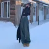 Jeans grises de cemento de cintura alta para mujer, tendencia otoño e invierno 2024, nuevo diseño, pantalones holgados de felpa