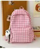Mochila fresca de cuadros estilo coreano para niñas, mochila escolar versátil para estudiantes, mochila casual y elegante