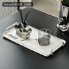 A5L Nuevo Estilo Lujo Ligero Bandeja de Té Hogar Sala de Estar Mesa de Centro Bandeja Rectangular para Taza de Té Vaso Vaso de Agua Plato de Almacenamiento para Agua
