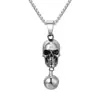 P0699 Colar Masculino Personalidade Europeia e Americana Punk Rock Retrô Crânio Aço Titânio Colar de Sino Crânio