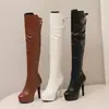 Botas Martin de otoño e invierno para talla grande, punta redonda, tacón ultraligero, plataforma impermeable, cremallera lateral, tacón fino, versátiles, suela suave, botas largas de color liso