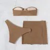 Nuevo Bikini Sexy de Tres Piezas de Amazon 2026, Traje de Baño de Bikini de Dos Piezas con Top de Tubo Dividido, Bikini Estilo Falda para Playa