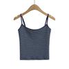 2026 Verano Nuevo Estilo Azul Marino Rayado Conjunto de Yoga al por Mayor para Mujer Pantalones Casuales Sueltos de Cintura Alta con Cordón