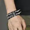 Nuevo brazalete de remaches punk de doble fila estilo europeo y americano, pulsera personalizada para hombre, accesorio de joyería de remaches hip-hop