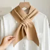 Cachecol Longo de Cor Pura Estilo Coreano para Mulheres Primavera & Outono Proteção para o Pescoço Cachecol de Lã Tricotado Cachecol Versátil de Alta Qualidade