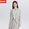 Atuendo formal para entrevista de estudiante universitario, ropa profesional estilo universitario, blazer de manga larga, traje de falda plisada, ropa de trabajo para maestra en otoño