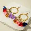 Joyería Transfronteriza Europea y Americana Colgante de Perla Estilo Bohemio Pendientes de Flor Pendientes de Moda Estilo Vacacional para Mujer