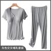 Ropa de confinamiento, pantalones de lactancia de manga corta, traje de pijama de maternidad, ropa de lactancia posparto de primavera y otoño, ropa de casa de verano fina