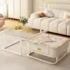 Mesa de centro de lujo ligero para sala de estar, nuevo modelo 2026, mueble de almacenamiento para sala de estar del hogar, mesa de centro cuadrada simple moderna de losa de roca para apartamentos pequeños