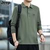 Camiseta de Manga Larga para Hombre JEEP SPIRIT Primavera y Otoño 2024 Camiseta con Solapa Nueva Camisa Polo Top para Hombre 7058