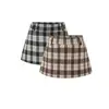 Falda Retro de Cuadros Línea A para Mujer en Otoño e Invierno Nuevo Sexy Estilo Sexy Cintura Baja Aspecto Adelgazante Anti-Exposición Ceñida a la Cadera Falda Corta