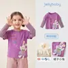 Jellybaby Roupas de Outono para Bebês Crianças Tops Infantis 2026 Novo Conjunto de 5 Peças Estampado de Manga Longa para Meninas Camiseta Falsa de Duas Peças
