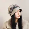 Nuevo Sombrero de Fieltro de Lana Estilo Cubo Otoño e Invierno para Mujeres de Mediana Edad y Mayores, Sombrero de Pescador con Retazos de Espiga, Sombrero Cálido Casual para Exteriores