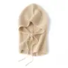 Conjunto de chapéu e cachecol de fio de cashmere para mulheres, aquecedor de pescoço espesso, cachecol com capuz de tricô quente para outono e inverno, com proteção para as orelhas