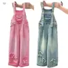 Conjunto de Petos de Mezclilla para Niñas Primavera/Verano 2025 Nuevo de Moda Estilo Celebridad de Internet Pantalones Holgados de Moda Callejera para Niños Mayores
